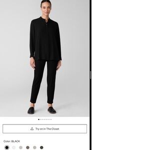EILEEN FISHER stretch crêpe washable black pants
